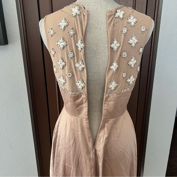 Label by Five Twelve Champagne Satin Beaded A-Line Dress - Picture 8 of 12